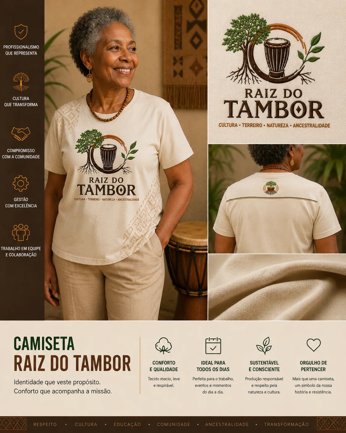 Camiseta Cultura, Terreiro, Natureza e Ancestralidade